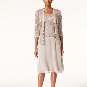 R&M Richards Sequined Lace Chiffon Dress  Jacket